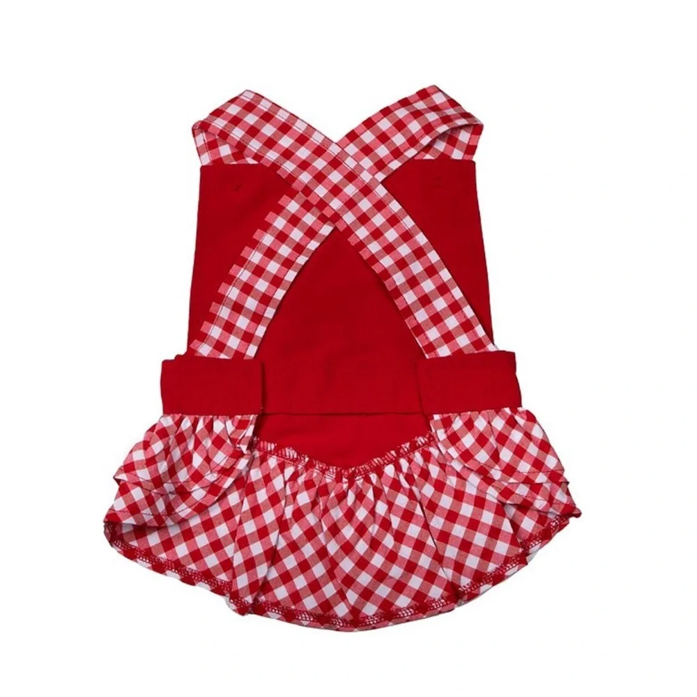 NWT Doggy Parton Red Gingham Overalls Dress Sz: Large 2 & XXL: 1
